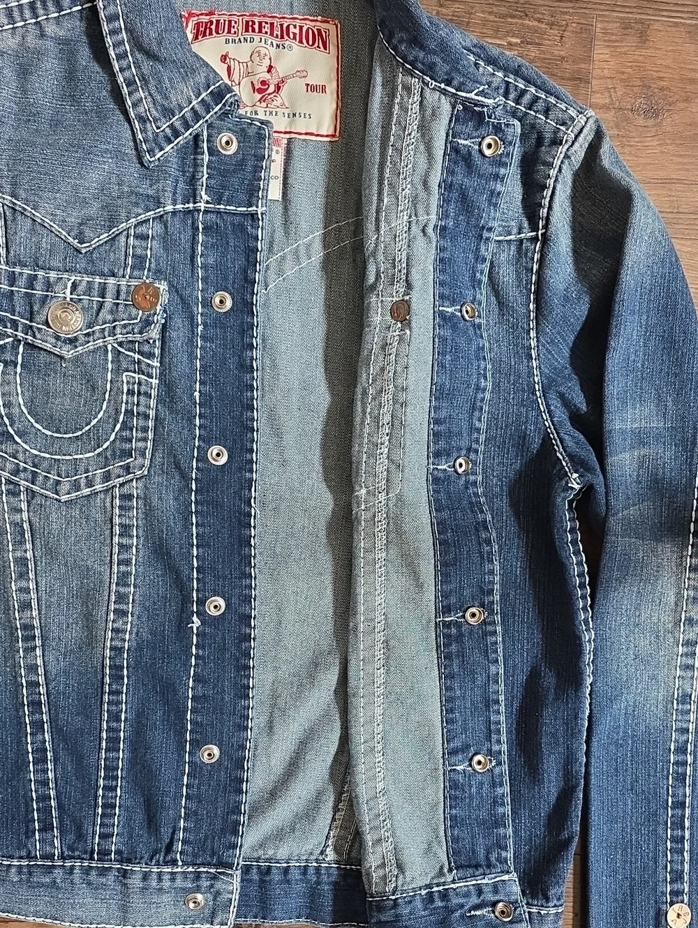 True Religion JIMMY SUPERT Indigo Blue Denim Trucker Jacket